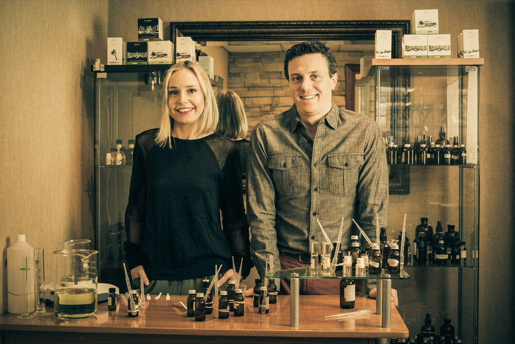 Agnieszka and Ben collaborate in the lab, each specialized in a different aspect of the perfume process. 